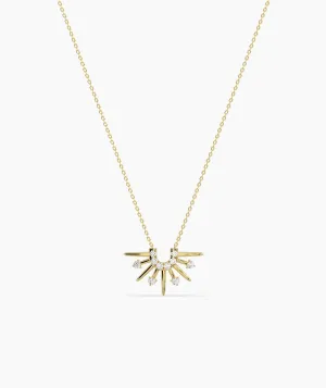 14K Gold Sunburst Diamond Necklace