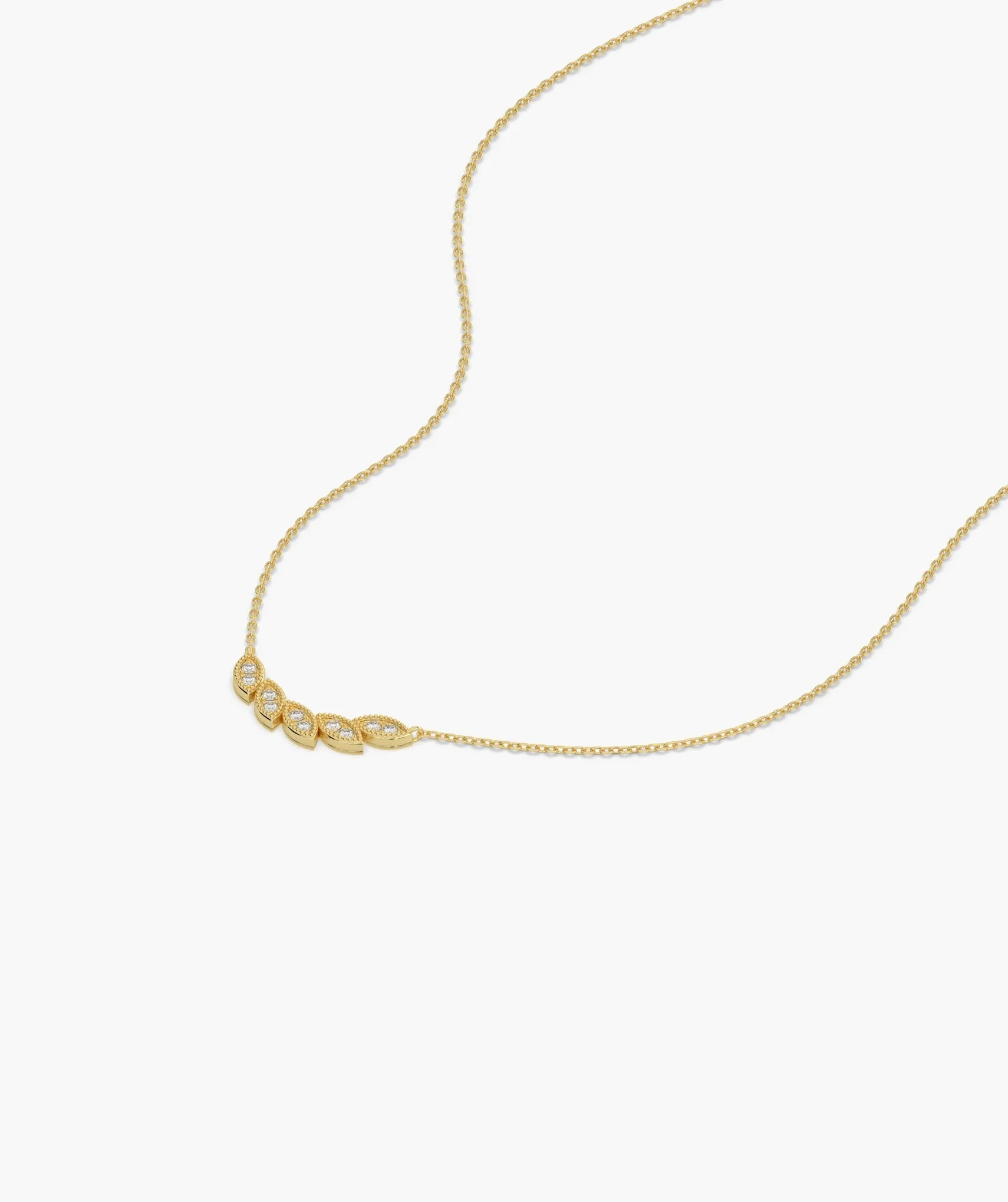 14K Gold Trendy Floral Necklace