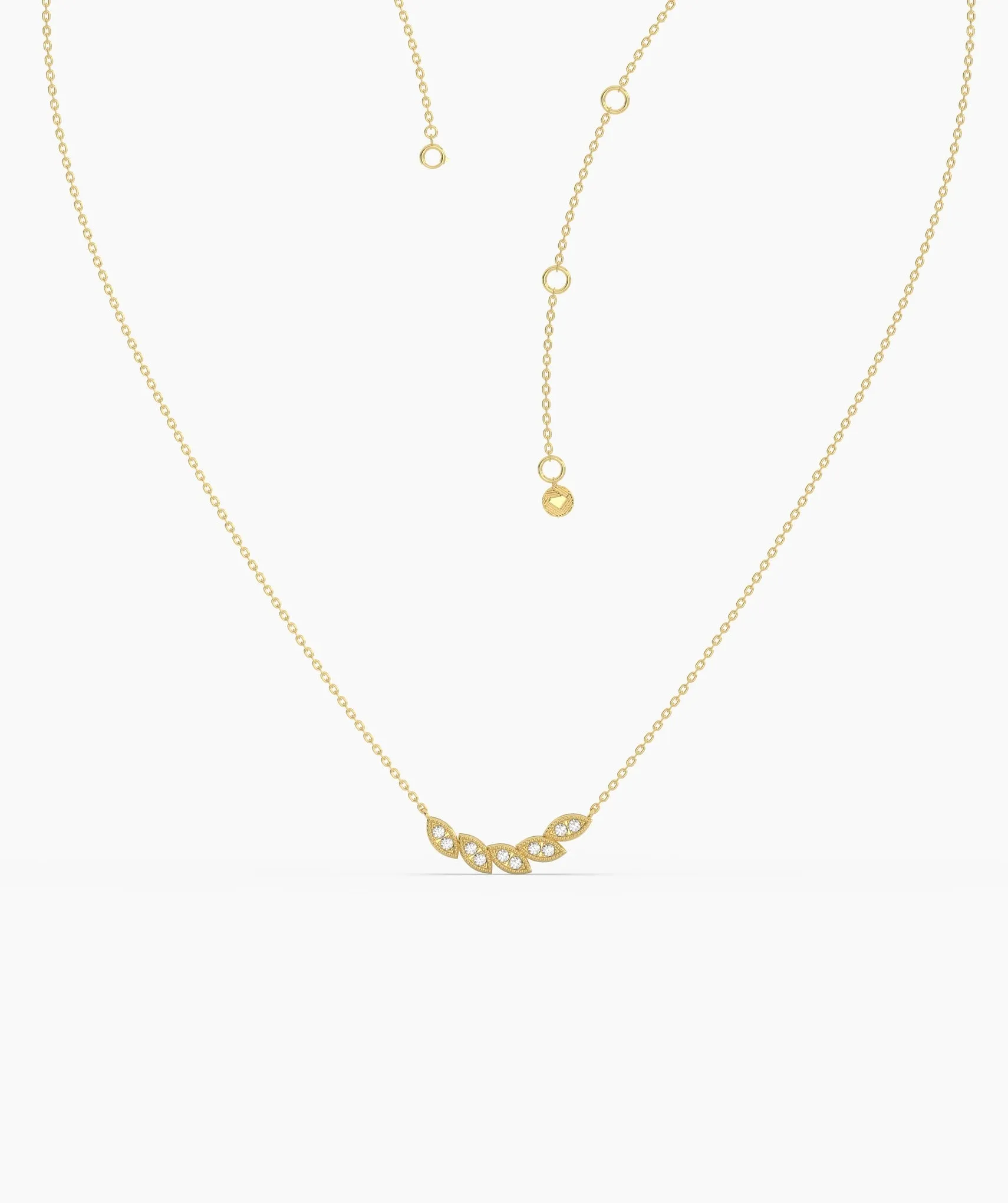 14K Gold Trendy Floral Necklace