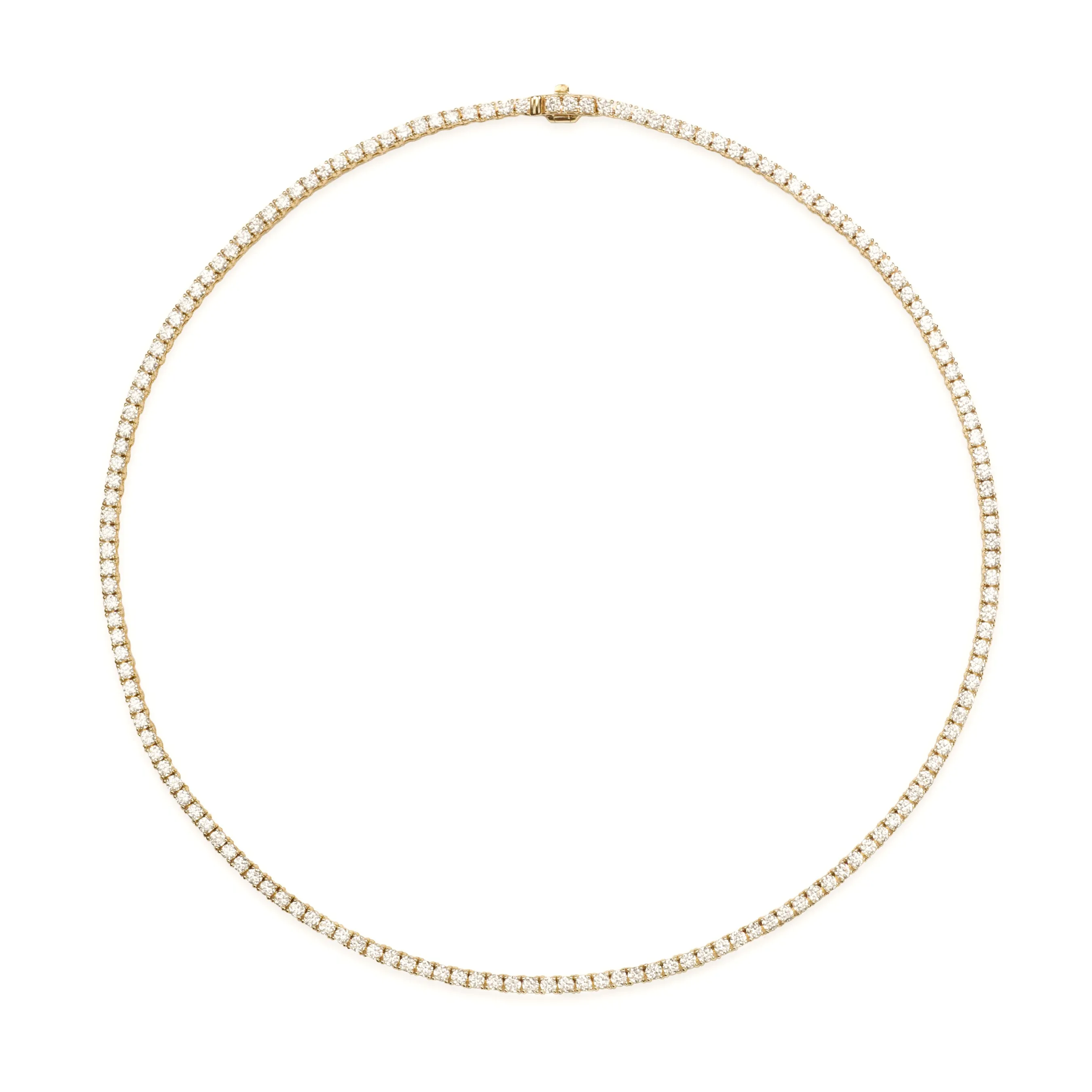 14k Large 4 Prong Yellow Gold Diamond Tennis Necklace