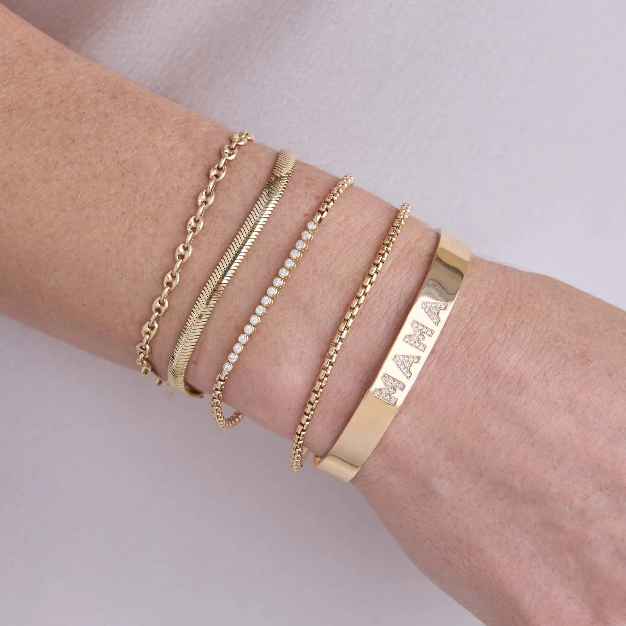14k Personalized Diamond Letters Wide Cuff Bracelet