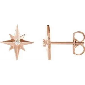 14K Rose .03 CTW Diamond Star Earrings