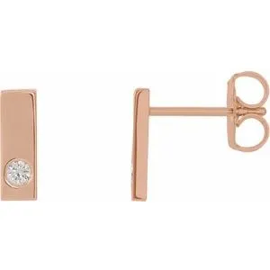 14K Rose .06 CTW Diamond Bar Earrings