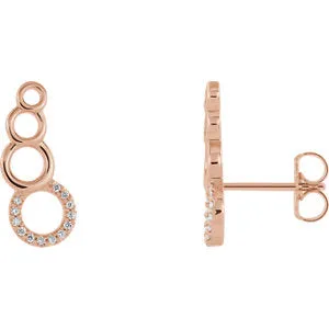 14K Rose .06 CTW Diamond Geometric Ear Climbers