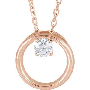 14K Rose 1/10 CTW Diamond Circle 16-18" Necklace