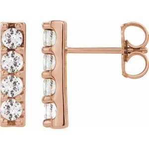 14K Rose 1/2 CTW Natural Diamond Bar Earrings