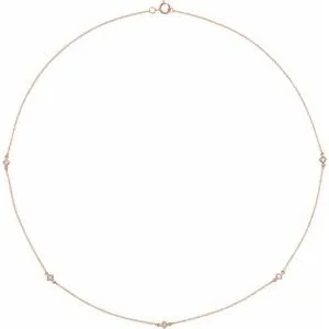 14K Rose 1/4 CTW Diamond 5-Station 16" Necklace