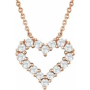 14K Rose 1/4 CTW Diamond Heart 18" Necklace