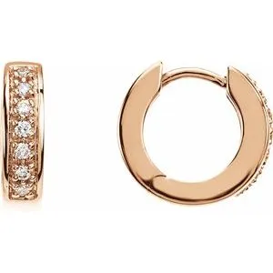14K Rose 1/6 CTW Diamond Hoop Earrings