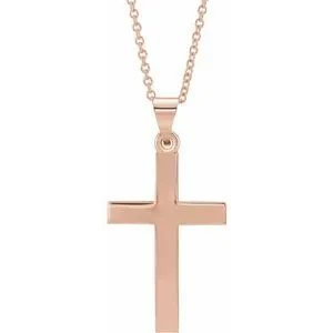 14K Rose Cross 18" Necklace