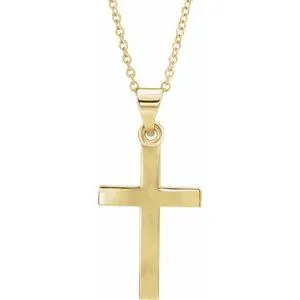 14K Rose Cross 18" Necklace