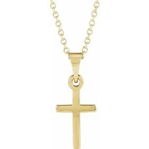 14K Rose Cross 18" Necklace