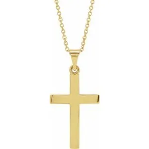 14K Rose Cross 18" Necklace
