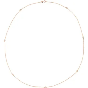 14k Rose Gold 1/3 CTW Diamond Bezel 24" Necklace