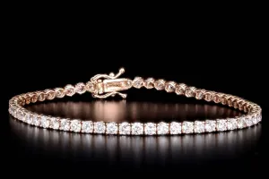 14K Rose Gold 5.07 Carat Total Weight Round Diamond Tennis Bracelet