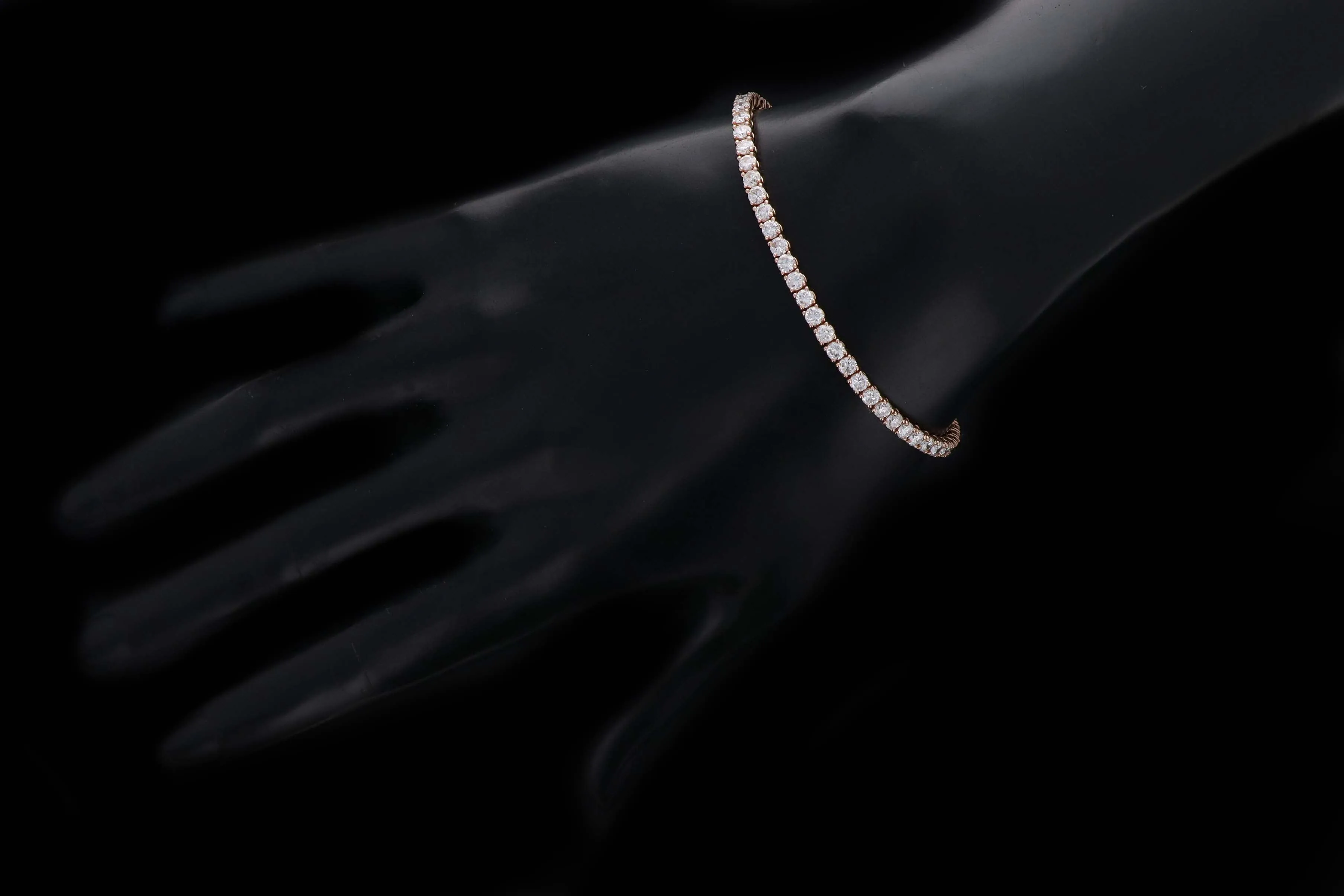 14K Rose Gold 5.07 Carat Total Weight Round Diamond Tennis Bracelet