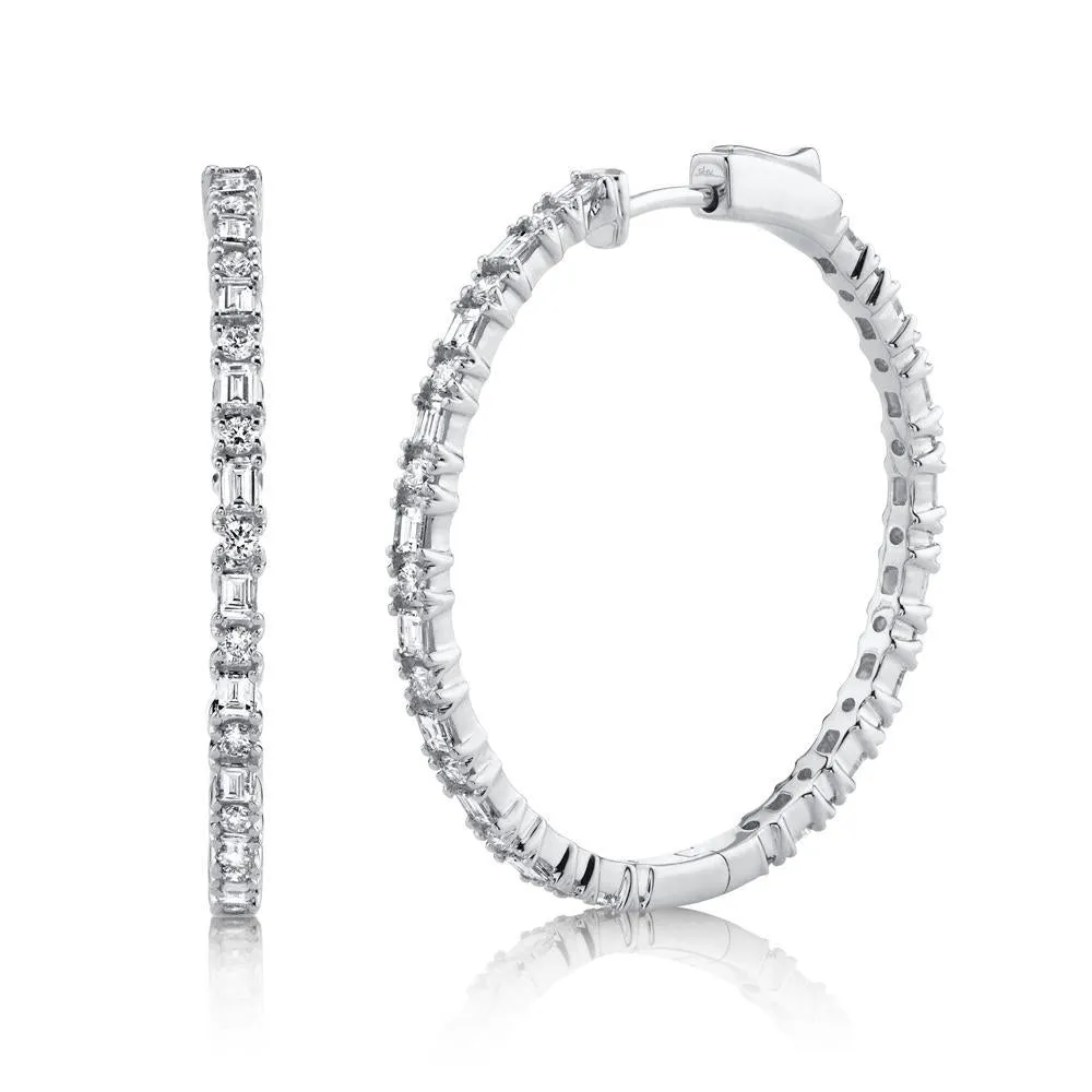 14K Rose Gold Diamond Hoop Earrings