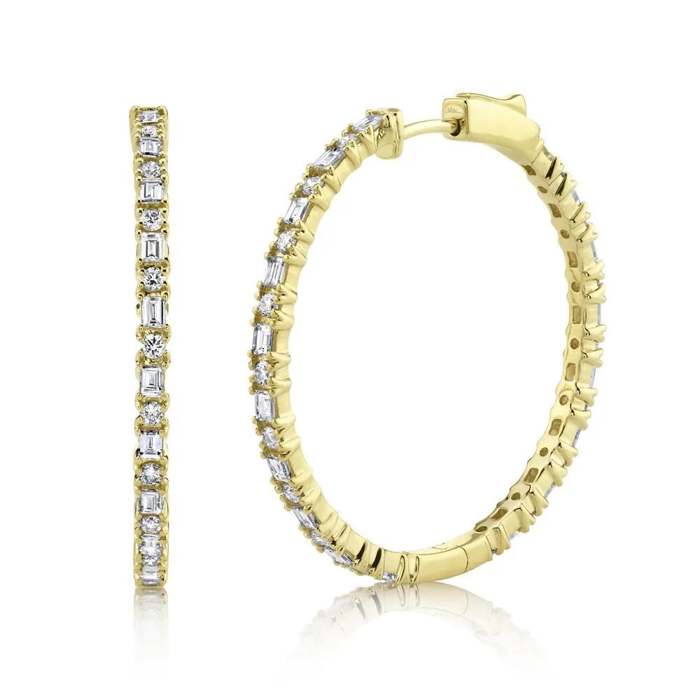 14K Rose Gold Diamond Hoop Earrings