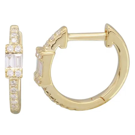 14K Rose Gold Diamond Huggie Earrings