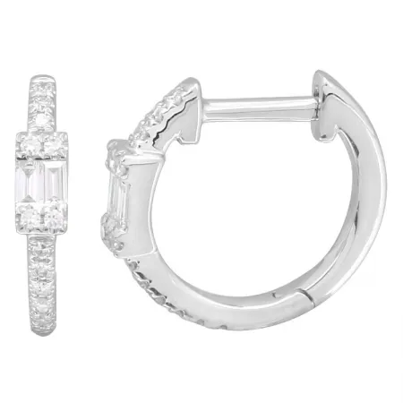 14K Rose Gold Diamond Huggie Earrings
