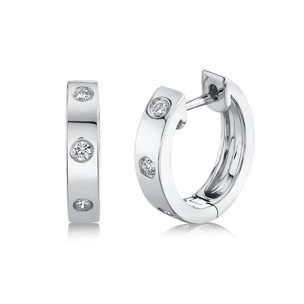 14K Rose Gold Diamond Mini Huggie Earring