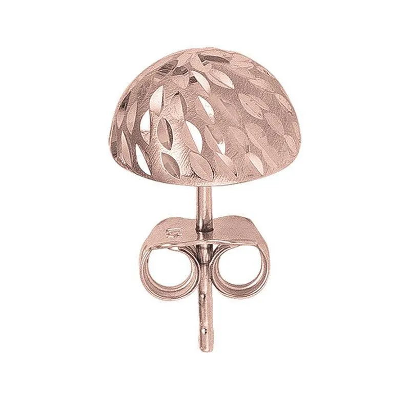 14K Rose Gold Half Ball Diamond Cut Stud Earrings