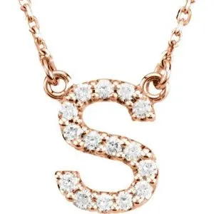 14K Rose Initial S 1/8 CTW Diamond 16" Necklace