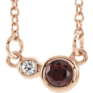 14K Rose Mozambique Garnet & .06 CTW Diamond 16" Necklace