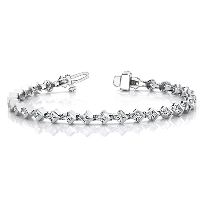 14k Solid Gold Princess Diamond Tennis Bracelet (2.59.cts.tw)
