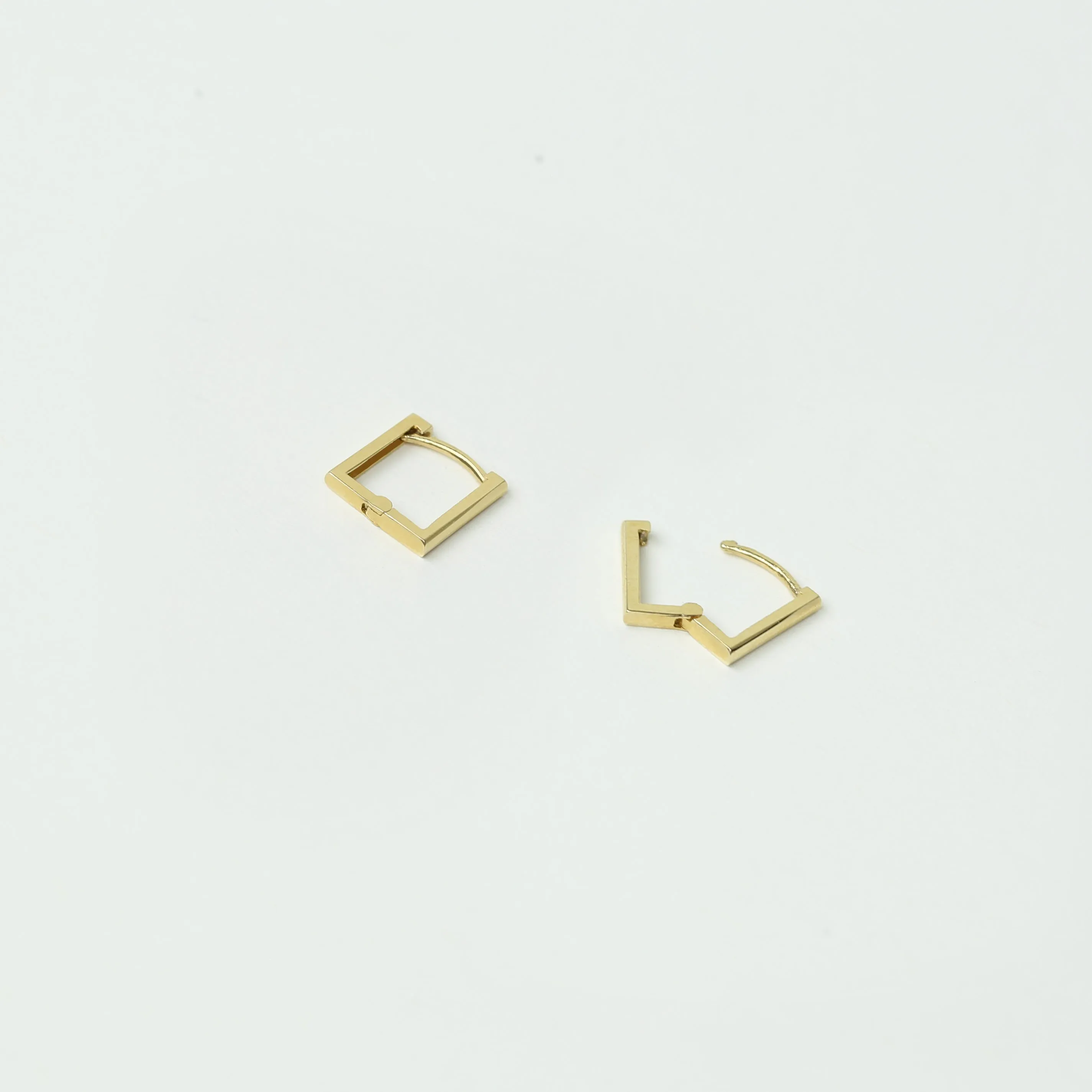 14k Solid Gold Small Square Hoop Earring
