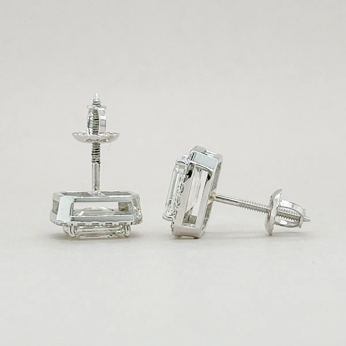14K W Gold 2.45ctw F-G/VS1 Lab-Created Diamond Halo Earrings