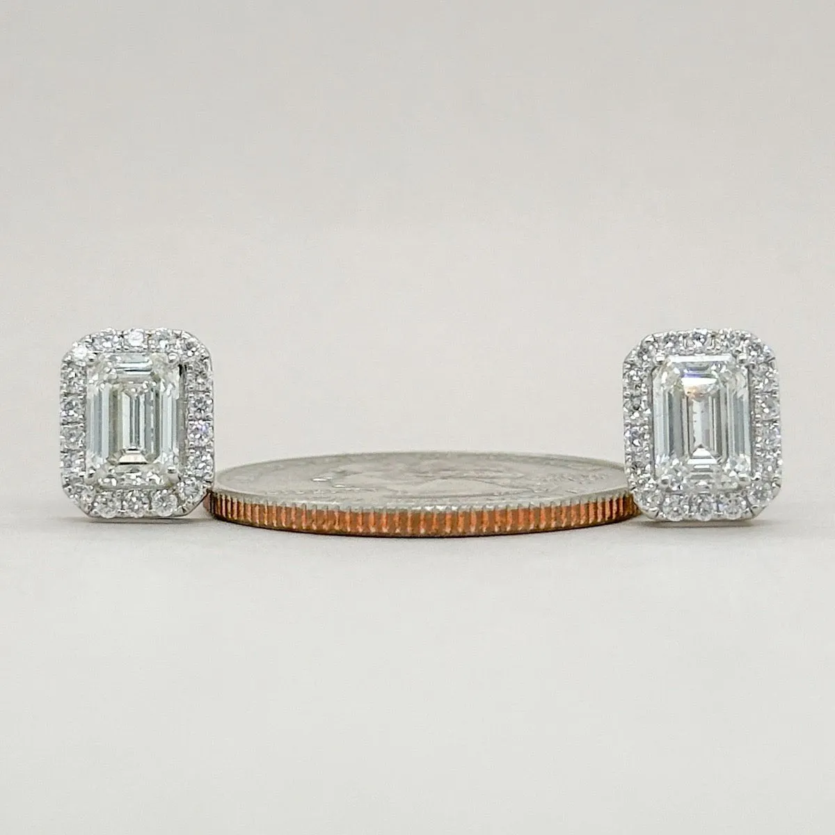 14K W Gold 2.45ctw F-G/VS1 Lab-Created Diamond Halo Earrings