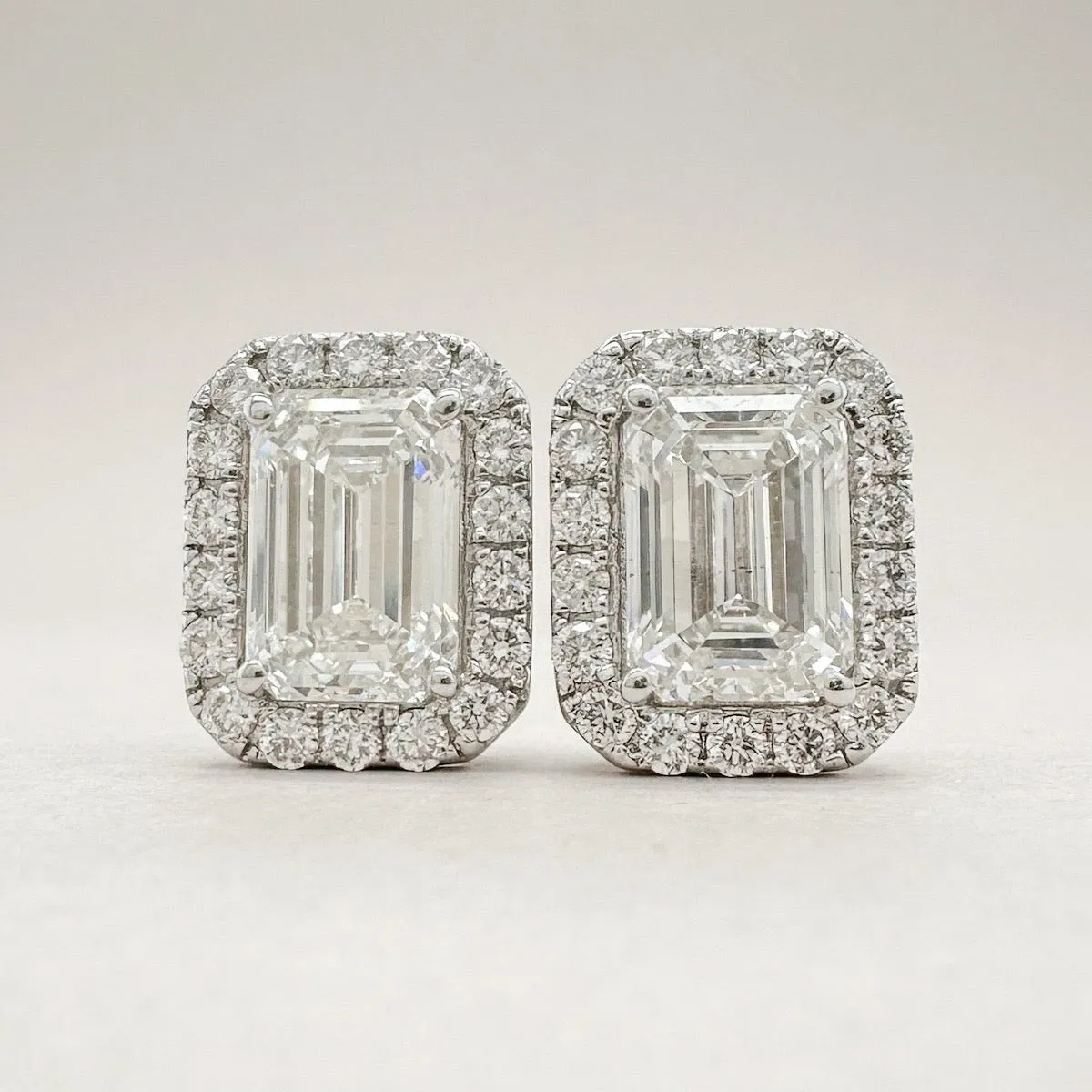 14K W Gold 2.45ctw F-G/VS1 Lab-Created Diamond Halo Earrings