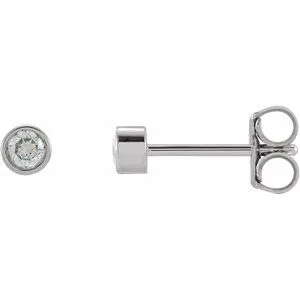 14K White .06 CT Natural Diamond Micro Bezel Single Stud Earring