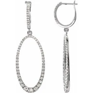 14K White 1 1/4 CTW Diamond Oval Silhouette Earrings