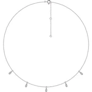 14K White 1/10 CTW Diamond 5-Station 16-18" Necklace