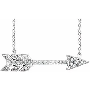 14K White 1/10 CTW Diamond Arrow 18" Necklace