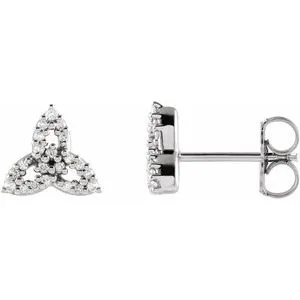 14K White 1/10 CTW Natural Diamond Celtic-Inspired Trinity Earrings