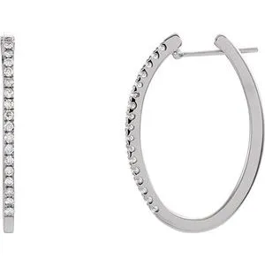 14K White 1/2 CTW Diamond 29 mm Hoop Earrings