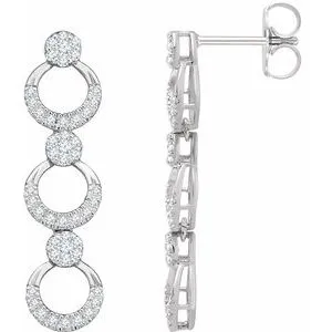 14K White 1/2 CTW Diamond Geometric Dangle Earrings