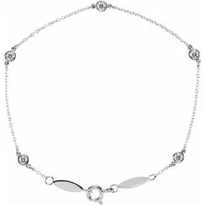 14K White 1/3 CTW Diamond Bezel-Set Station 7" Bracelet