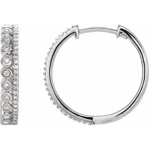 14K White 1/3 CTW Diamond Geometric Hoop Earrings