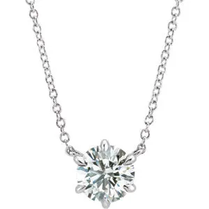14K White 1/4 CT Diamond Solitaire 18" Necklace