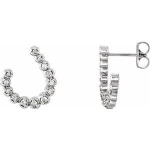14K White 1/4 CTW Diamond Freeform Earrings