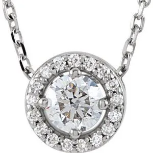14K White 1/4 CTW Diamond Halo-Style 16" Necklace