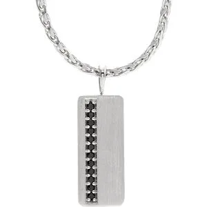 14K White 1/5 CTW Black Diamond Geometric 24" Necklace