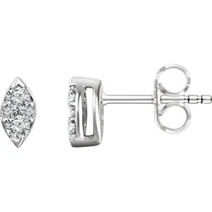 14K White 1/5 CTW Diamond Cluster Earrings