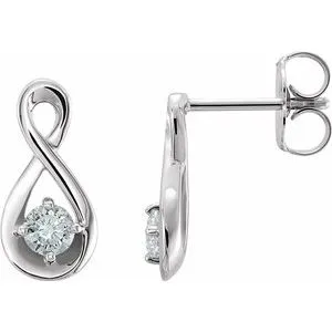 14K White 1/5 CTW Diamond Infinity-Inspired Earrings