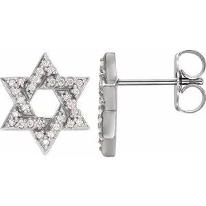 14K White 1/8 CTW Diamond Star of David Earrings