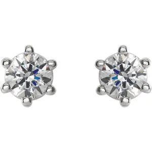 14K White 4.5 mm I2 3/4 CTW Diamond 6-Prong Wire Basket Earrings